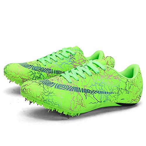 HaoLin Zapatillas De Atletismo para Hombres Zapatillas De Correr Unisex Zapatillas De Entrenamiento para Correr para Niños Zapatillas De Salto Largas Dedicadas Zapatillas De Sprint Junior,Green-43