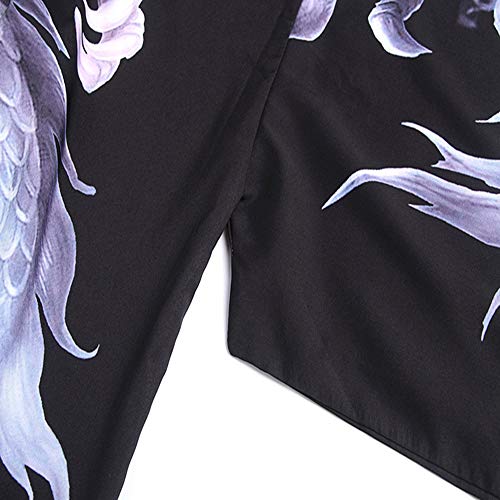 HAORUN Chamarra Tipo Kimono para Hombre, diseño de dragón Negro Negro (XS