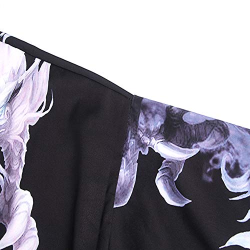 HAORUN Chamarra Tipo Kimono para Hombre, diseño de dragón Negro Negro (XS