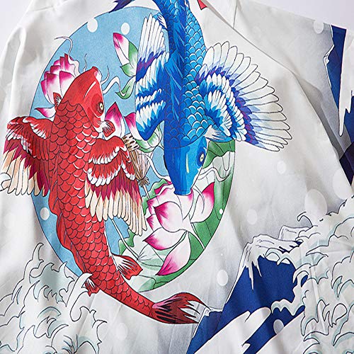 HAORUN - Chaqueta Tipo Kimono para Hombre Blanco Blanco L HAORUN - Chaqueta Tipo Kimono para Hombre Blanco Blanco L