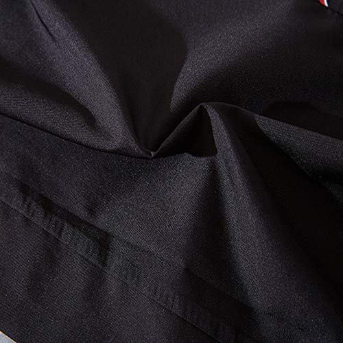 HAORUN - Chaqueta Tipo Kimono para Hombre con Estampado de grúa, Estilo Casual Negro Negro (M HAORUN - Chaqueta Tipo Kimono para Hombre con Estampado de grúa, Estilo Casual Negro Negro (M