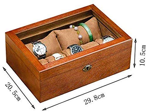 HAOT Caja de Almacenamiento de Reloj de Madera Caja de Almacenamiento de exhibición de 7 Ranuras Caja de Almacenamiento de colchoneta Desmontable Tienda de Joyas Recuerdo Regalo de cumpleaños Tap