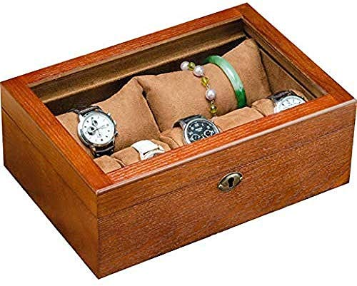 HAOT Caja de Almacenamiento de Reloj de Madera Caja de Almacenamiento de exhibición de 7 Ranuras Caja de Almacenamiento de colchoneta Desmontable Tienda de Joyas Recuerdo Regalo de cumpleaños Tap