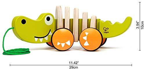 Hape E0348-Cocodrilo de madera, color naturaleza + verde. (0HPE0348)