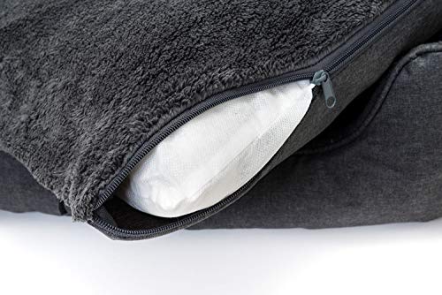 Happilax Cama para Perro Mediano, Lavable con Almohadas de Felpa Reversibles, Gris Happilax Cama para Perro Mediano, Lavable con Almohadas de Felpa Reversibles, Gris