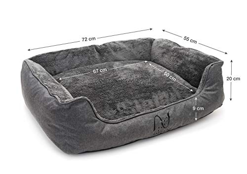 Happilax Cama para Perro Mediano, Lavable con Almohadas de Felpa Reversibles, Gris Happilax Cama para Perro Mediano, Lavable con Almohadas de Felpa Reversibles, Gris