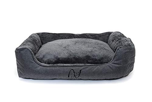 Happilax Cama para Perro Mediano, Lavable con Almohadas de Felpa Reversibles, Gris Happilax Cama para Perro Mediano, Lavable con Almohadas de Felpa Reversibles, Gris