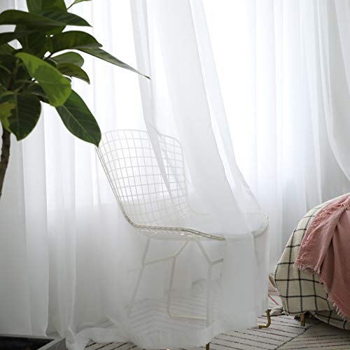 Happy-Boutique - Tul de tul blanco con diseño de curtains para el hogar, color blanco