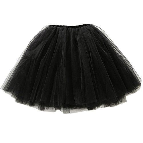 Happy Cherry - Falda de Fiesta Tul Niña 3 Capas Malla de Volantes Cintura Elástica Baile Vida Diaria Boda Cumpleaños 130cm 7-8 Años - Negro