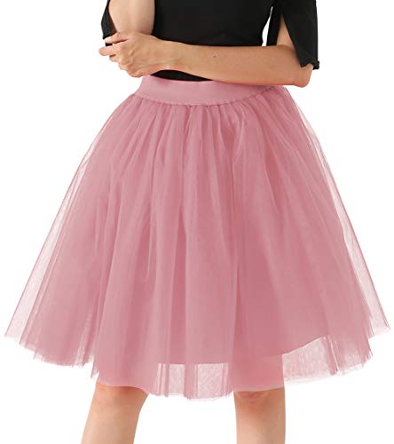 Happy Cherry - Falda de Tul Rosado para Mujer Faldas Princesas Tutú Enagua Corta con Capas Vestido Ballet con Cintura Elástica para Boda Noche Fiesta Happy Cherry - Falda de Tul Rosado para Mujer Faldas Princesas Tutú Enagua Corta con Capas Vestido Ballet con Cintura Elástica para Boda Noche Fiesta