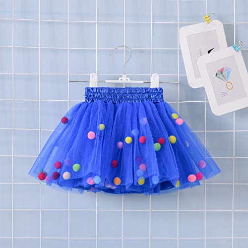 Happy Cherry - Falda Plisada Tutú Azul 4 Capas de Tul de Niñas para Halloween Navidad Bautizo con Pompones Colores - Talla S Happy Cherry - Falda Plisada Tutú Azul 4 Capas de Tul de Niñas para Halloween Navidad Bautizo con Pompones Colores - Talla S