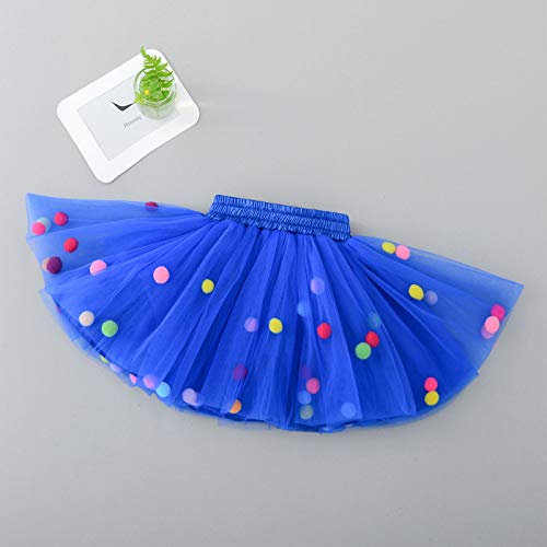 Happy Cherry - Falda Plisada Tutú Azul 4 Capas de Tul de Niñas para Halloween Navidad Bautizo con Pompones Colores - Talla S Happy Cherry - Falda Plisada Tutú Azul 4 Capas de Tul de Niñas para Halloween Navidad Bautizo con Pompones Colores - Talla S
