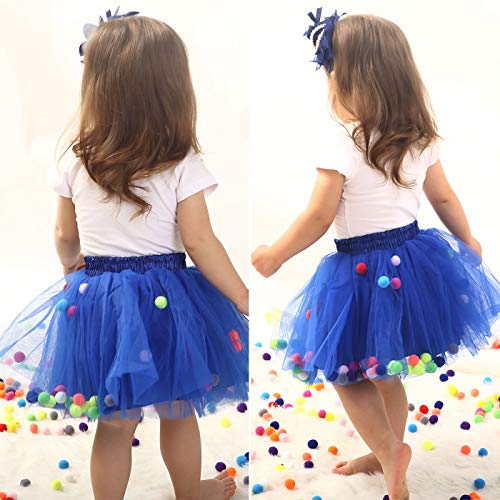 Happy Cherry - Falda Plisada Tutú Azul 4 Capas de Tul de Niñas para Halloween Navidad Bautizo con Pompones Colores - Talla S Happy Cherry - Falda Plisada Tutú Azul 4 Capas de Tul de Niñas para Halloween Navidad Bautizo con Pompones Colores - Talla S
