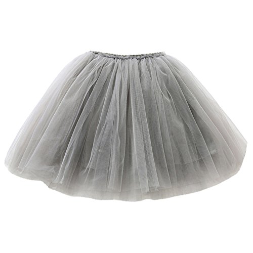 Happy Cherry - Falda Tul Corta Niña Múltiples Copas con Cintura Elástica Forro Algodón 110cm 4 Años - Gris