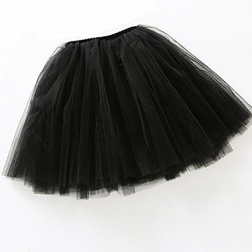 Happy Cherry - Falda Tul Niña con Forro Algodón Capas de Volantes Cintura Elástica para Danza Ballet de Fiesta 120cm 5-6 Años - Negro