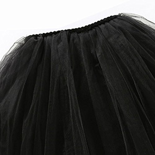 Happy Cherry - Falda Tul Niña con Forro Algodón Capas de Volantes Cintura Elástica para Danza Ballet de Fiesta 120cm 5-6 Años - Negro