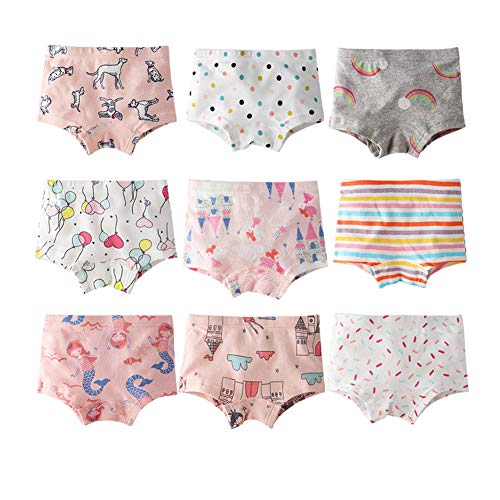 Happy Cherry - Set de 6 Bragas Bóxer Algodón para Niñas Verano Comodo Ropa Interior Pantalones Cortos con Estampados Divertidos para Nins de 8-9 Años