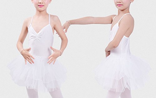 Happy Cherry - Traje de Baile Vestido Ballet con Falda Tul para Niñas con Braguita Interior 4-5 Años - 100-110cm Blanco