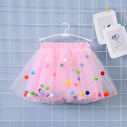 Happy Cherry - Tutú Mini Falda para Niñas 7-8 años Short Skirt Rosa con Pompones 4 Capas Tul Bonitos Lindos - Talla XL Happy Cherry - Tutú Mini Falda para Niñas 7-8 años Short Skirt Rosa con Pompones 4 Capas Tul Bonitos Lindos - Talla XL