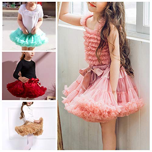 Happy cherry - Vestido de Tutú de Fiesta para Niñas Falda Corta de Tul Suave con Volantes para Danza de Ballet para Princesa Cosplay Partido para Bebés Niña de 3-4 Años - Caqui