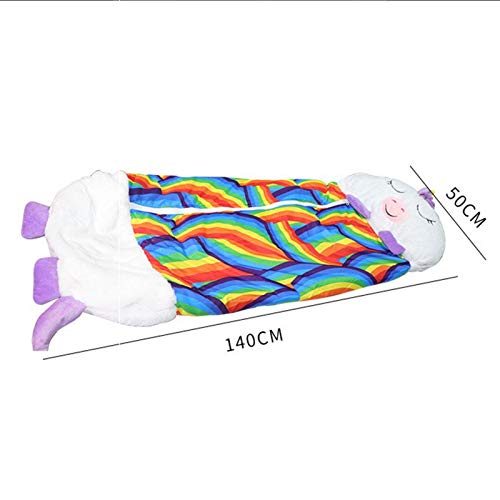 Happy Kids Nappers Play Pillow, Fovely Fun Sleeping Sacos de dormir para niños, almohada 2 en 1 y saco de dormir, plegable suave 140 * 50 con niños, niñas, para acampar, viajar al aire libre, unicorni