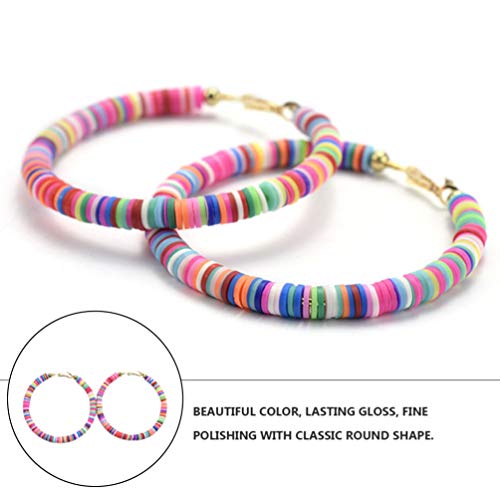 Happyyami 1 par de Aretes de Aro Abierto con Cuentas de Arco Iris Heishi Aretes de Disco Bohemio Aretes Aro Surfista Playa Joyería para Mujer Happyyami 1 par de Aretes de Aro Abierto con Cuentas de Arco Iris Heishi Aretes de Disco Bohemio Aretes Aro Surfista Playa Joyería para Mujer