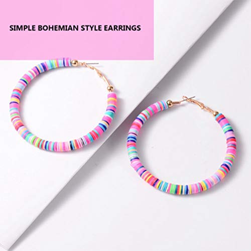Happyyami 1 par de Aretes de Aro Abierto con Cuentas de Arco Iris Heishi Aretes de Disco Bohemio Aretes Aro Surfista Playa Joyería para Mujer Happyyami 1 par de Aretes de Aro Abierto con Cuentas de Arco Iris Heishi Aretes de Disco Bohemio Aretes Aro Surfista Playa Joyería para Mujer