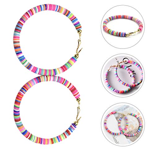 Happyyami 1 par de Aretes de Aro Abierto con Cuentas de Arco Iris Heishi Aretes de Disco Bohemio Aretes Aro Surfista Playa Joyería para Mujer Happyyami 1 par de Aretes de Aro Abierto con Cuentas de Arco Iris Heishi Aretes de Disco Bohemio Aretes Aro Surfista Playa Joyería para Mujer