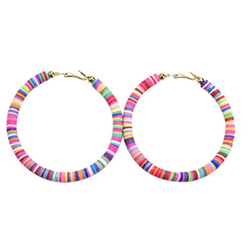Happyyami 1 par de Aretes de Aro Abierto con Cuentas de Arco Iris Heishi Aretes de Disco Bohemio Aretes Aro Surfista Playa Joyería para Mujer Happyyami 1 par de Aretes de Aro Abierto con Cuentas de Arco Iris Heishi Aretes de Disco Bohemio Aretes Aro Surfista Playa Joyería para Mujer