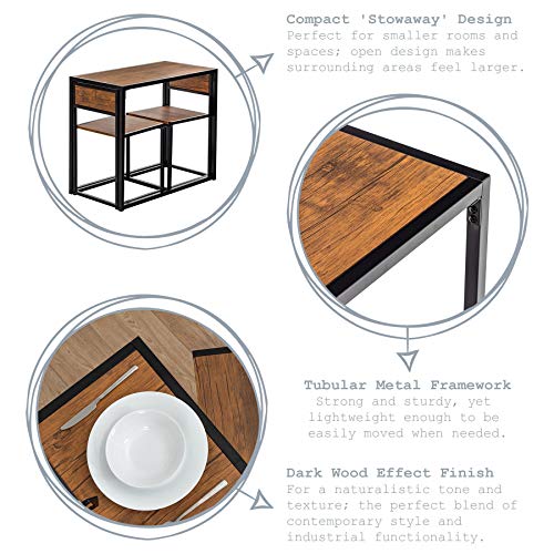 Harbour Housewares Set de Mesa de Comedor/Cocina y 2 sillas - Diseño Compacto Que Ahorra Espacio