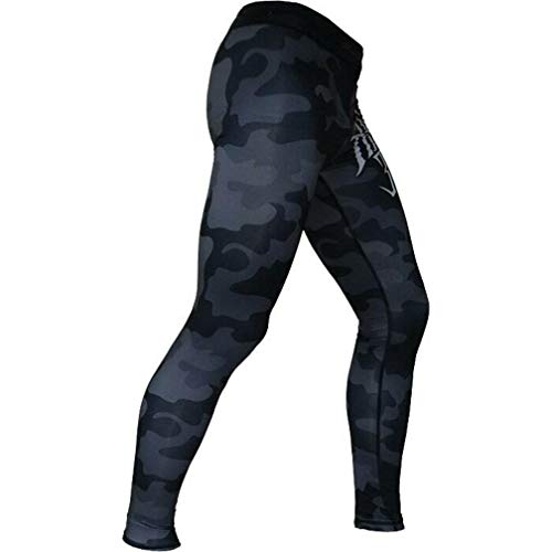 Hardcore Training Compression Pants Men's Night Camo - Fitness Crossfit Gym MMA BJJ Wrestling-XXL Mallas Compresivas para Hombre