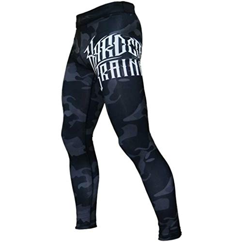 Hardcore Training Compression Pants Men's Night Camo - Fitness Crossfit Gym MMA BJJ Wrestling-XXL Mallas Compresivas para Hombre