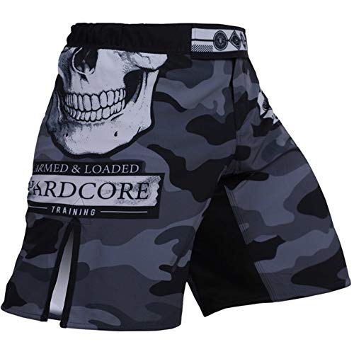 Hardcore Training Fear Zone Fight Shorts Hombre Pantalones Cortos MMA BJJ Boxeo Grappling Fitness No Gi