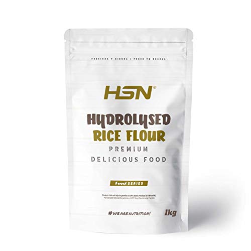 Harina de Arroz Hidrolizada de HSN | Hydrolysed Rice Flour | Carbohidratos 100% Natural | Excelente Digestión + Textura Extra-Suave | Vegana, Sin Gluten, Sin Lactosa, Sin Soja, Sin Sabor, 1Kg