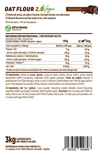 Harina de Avena de HSN | Oatmeal | Instantánea Ideal para Batidos, Tortitas de Avena y Claras, Recetas Fitness | De Sabores, En Polvo, Vegana, Sin Lactosa, Sin Soja, Sabor Brownie, 3Kg