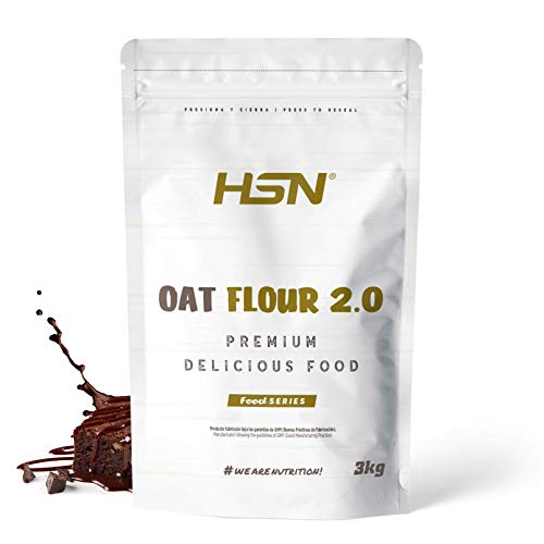 Harina de Avena de HSN | Oatmeal | Instantánea Ideal para Batidos, Tortitas de Avena y Claras, Recetas Fitness | De Sabores, En Polvo, Vegana, Sin Lactosa, Sin Soja, Sabor Brownie, 3Kg