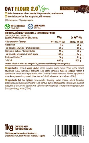 Harina de Avena de HSN | Oatmeal | Instantánea Ideal para Batidos, Tortitas de Avena y Claras, Recetas Fitness | De Sabores, En Polvo, Vegana, Sin Lactosa, Sin Soja, Sabor Brownie, 1Kg