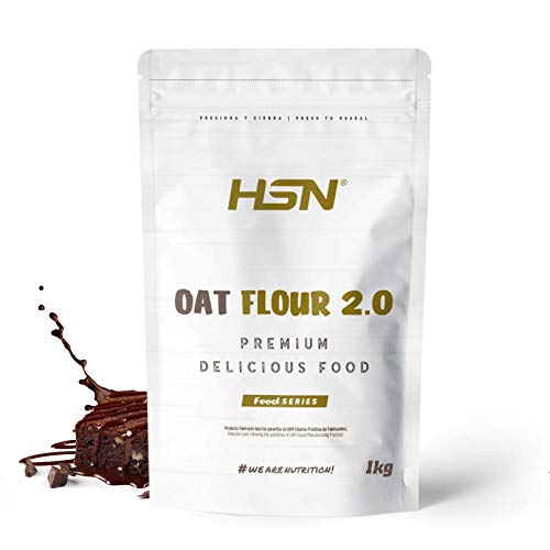 Harina de Avena de HSN | Oatmeal | Instantánea Ideal para Batidos, Tortitas de Avena y Claras, Recetas Fitness | De Sabores, En Polvo, Vegana, Sin Lactosa, Sin Soja, Sabor Brownie, 1Kg