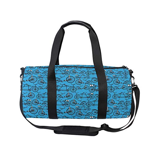 HARXISE Bicis Estilo Antiguo Dibujos Animados Fondo Azul Patrón Retro Con Ruedas,Bolsa de equipaje de viaje Deporte Lienzo ligero Equipaje de fitness Bolso de tambor Desmontable HARXISE Bicis Estilo Antiguo Dibujos Animados Fondo Azul Patrón Retro Con Ruedas,Bolsa de equipaje de viaje Deporte Lienzo ligero Equipaje de fitness Bolso de tambor Desmontable