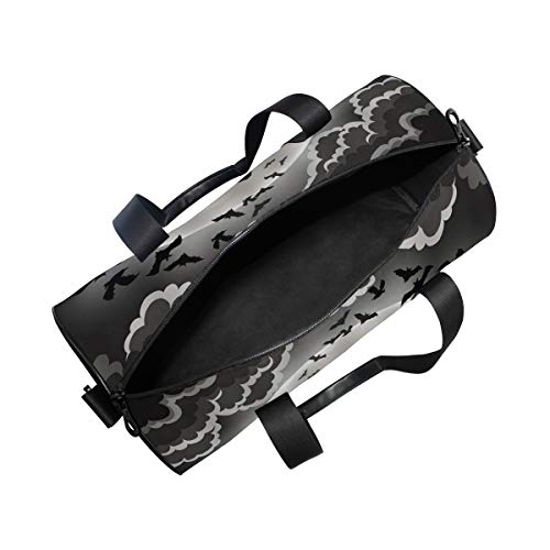 HARXISE Bruja de Halloween Noche Negra Volando Miedo Fantasma Niños Felices Luna，Bolsa de equipaje de viaje Deporte Lienzo ligero Equipaje de fitness Bolso de tambor Desmontable