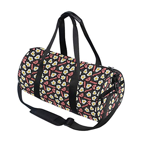 HARXISE Concepto de Desayuno Rico en proteínas con Huevos revueltos y Tocino Frito,Bolsa de Equipaje de Viaje Deporte Lienzo Ligero Equipaje de Fitness Bolso de Tambor Desmontable HARXISE Concepto de Desayuno Rico en proteínas con Huevos revueltos y Tocino Frito,Bolsa de Equipaje de Viaje Deporte Lienzo Ligero Equipaje de Fitness Bolso de Tambor Desmontable