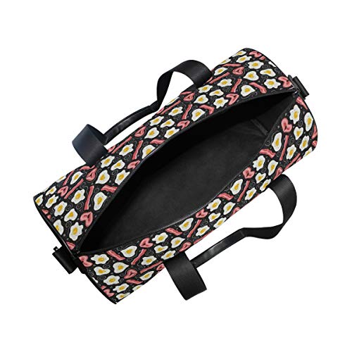 HARXISE Concepto de Desayuno Rico en proteínas con Huevos revueltos y Tocino Frito,Bolsa de Equipaje de Viaje Deporte Lienzo Ligero Equipaje de Fitness Bolso de Tambor Desmontable HARXISE Concepto de Desayuno Rico en proteínas con Huevos revueltos y Tocino Frito,Bolsa de Equipaje de Viaje Deporte Lienzo Ligero Equipaje de Fitness Bolso de Tambor Desmontable