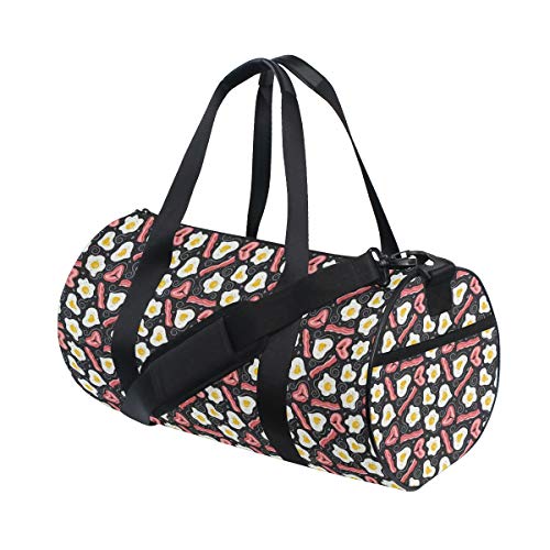 HARXISE Concepto de Desayuno Rico en proteínas con Huevos revueltos y Tocino Frito,Bolsa de Equipaje de Viaje Deporte Lienzo Ligero Equipaje de Fitness Bolso de Tambor Desmontable HARXISE Concepto de Desayuno Rico en proteínas con Huevos revueltos y Tocino Frito,Bolsa de Equipaje de Viaje Deporte Lienzo Ligero Equipaje de Fitness Bolso de Tambor Desmontable