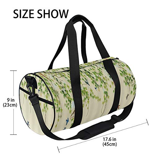 HARXISE Ivy Retro Naturaleza Illusrtation Jaula para pájaros Colgando Planta de vid con hojas frescas Floretes Aves Volar，Bolsa de equipaje de viaje Deporte Lienzo ligero Equipaje Desmontable