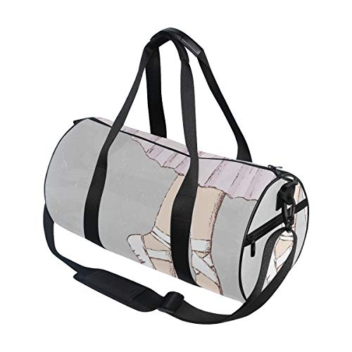 HARXISE Piernas equilibradas de puntos Bailarina Slender Art，Bolsa de equipaje de viaje Deporte Lienzo ligero Equipaje de fitness Bolso de tambor Desmontable