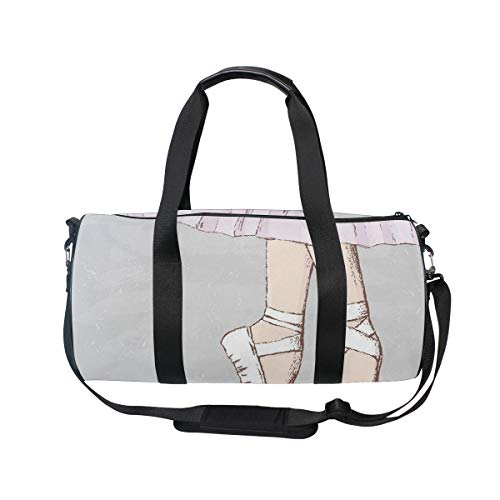 HARXISE Piernas equilibradas de puntos Bailarina Slender Art，Bolsa de equipaje de viaje Deporte Lienzo ligero Equipaje de fitness Bolso de tambor Desmontable