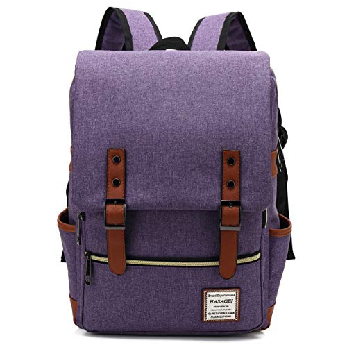 HASAGEI Mochila Casual de Lona Mochila del Ordenador Portátil Mochila Escolar Vuelta al Cole para Hombre y Mujer (púrpura)