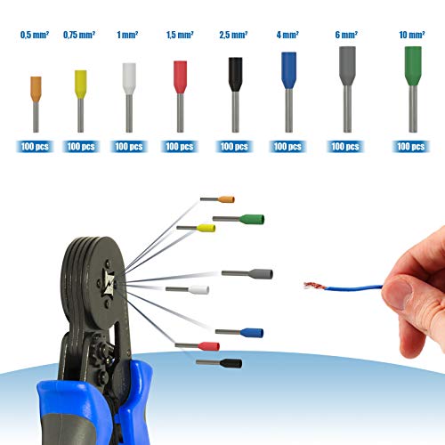 Haskyy 800 pedazo Kit I Crimpadora Terminales Alicates con Conectores Cable I Cobre profesional para engastar con 0.25~10.00 mm² Haskyy 800 pedazo Kit I Crimpadora Terminales Alicates con Conectores Cable I Cobre profesional para engastar con 0.25~10.00 mm²
