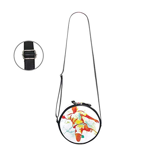 HATESAH Jugador de fútbol patea la Pelota Competiciones Salpicaduras de Pintura Botas de Velocidad，Bolso Redondo, Bandolera, Mujer, Lona, Bolso de Mensajero Casual