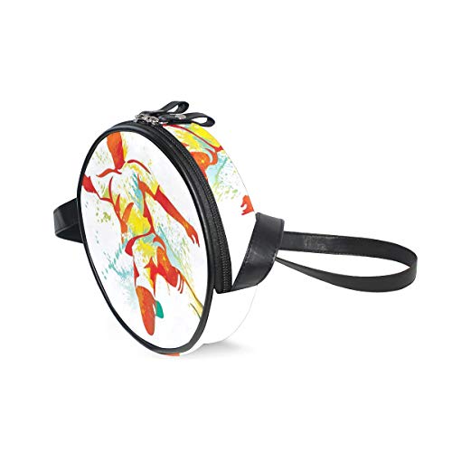 HATESAH Jugador de fútbol patea la Pelota Competiciones Salpicaduras de Pintura Botas de Velocidad,Bolso Redondo, Bandolera, Mujer, Lona, Bolso de Mensajero Casual HATESAH Jugador de fútbol patea la Pelota Competiciones Salpicaduras de Pintura Botas de Velocidad,Bolso Redondo, Bandolera, Mujer, Lona, Bolso de Mensajero Casual